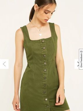 Urban Outfitters Olive Green Button-Front Dress